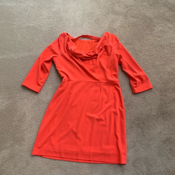 Tahari Orange Dress, Cut-Out in Back - Picture 5 of 6